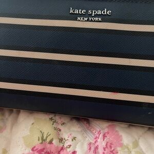 kate spade Blue and Cream Striped Clutch